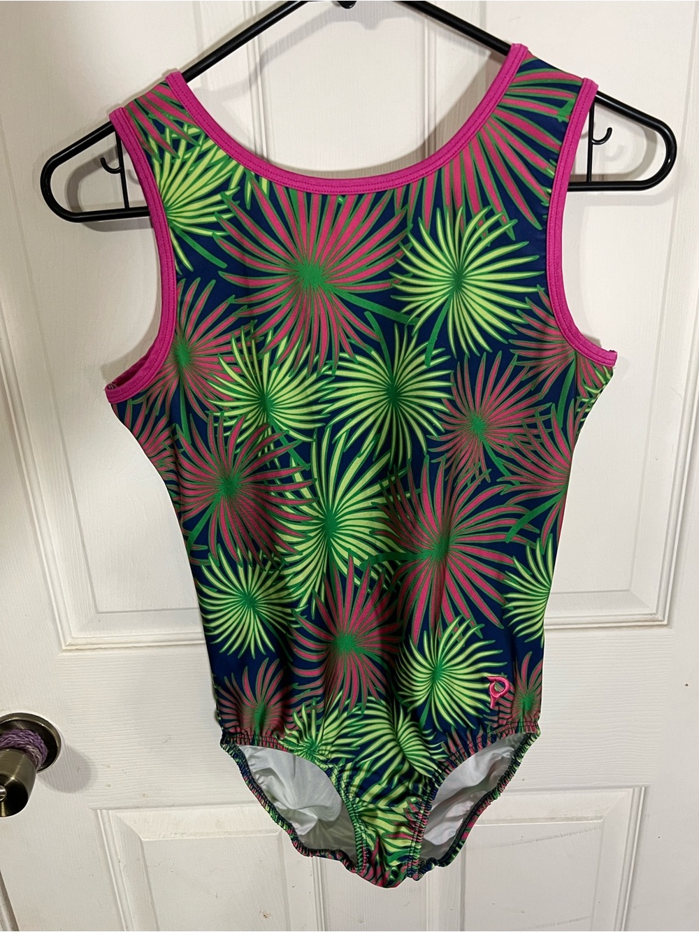 Plum brand Floral Print woman’s Leotard with Pink Trim